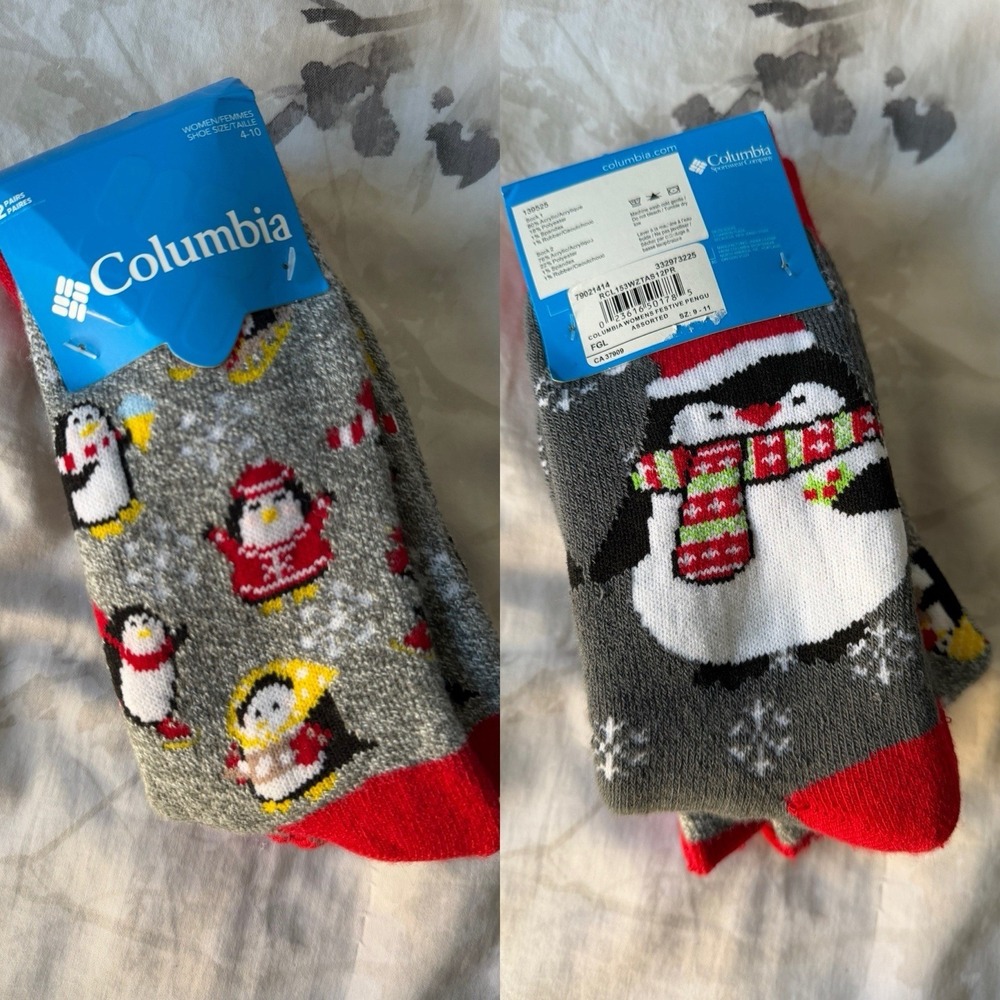 NWT Columbia Women's Holiday Socks Penguins Christmas X-Mas Snowflake Festive
